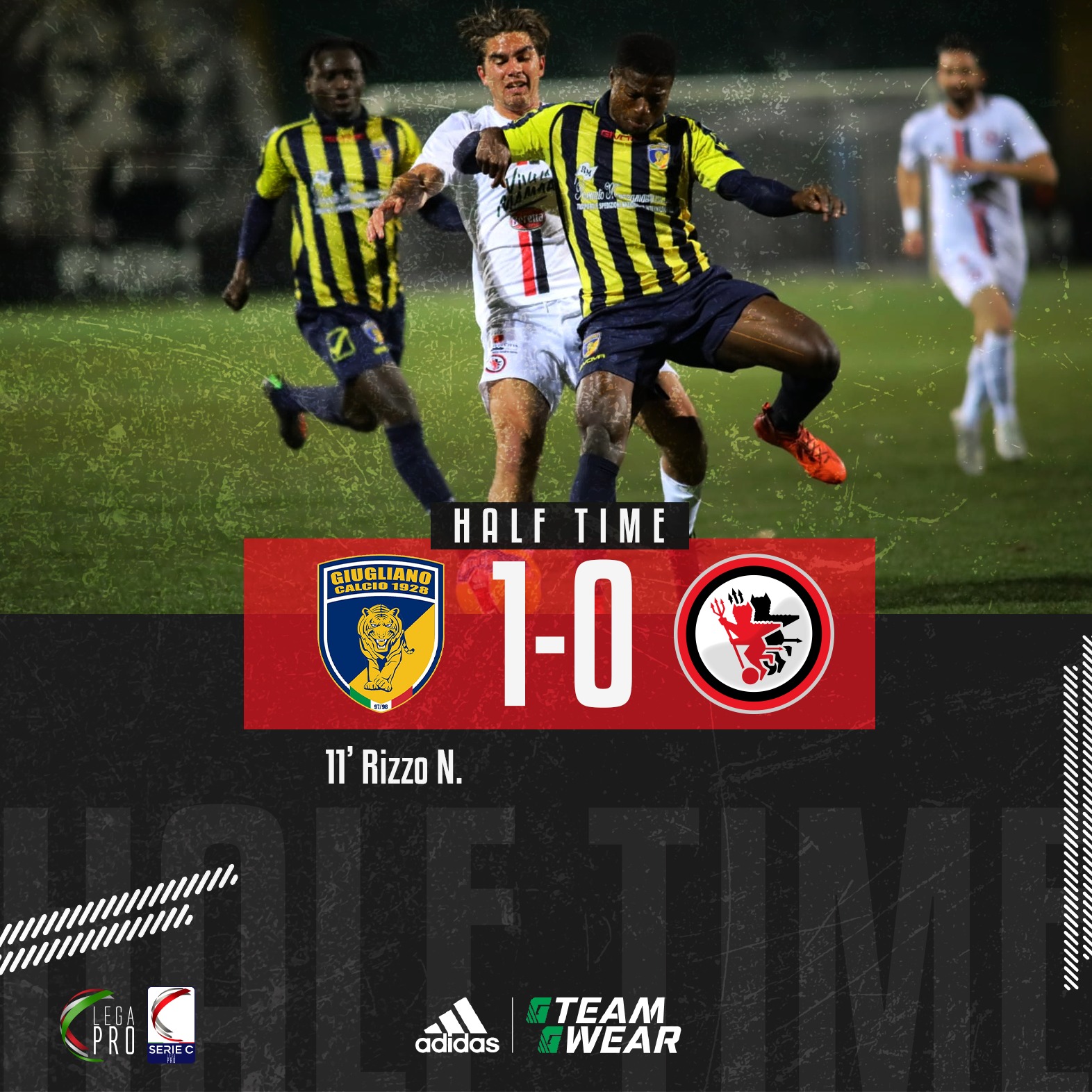 Immagine in evidenza: Giugliano-Foggia 1-0 all'intervallo - crediti foto: pagina ufficiale Facebook del club rossonero