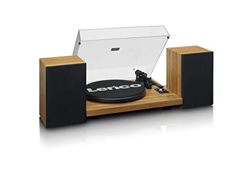 Giradischi vintage in legno Lenco con altoparlanti e cartuccia Audio Technica