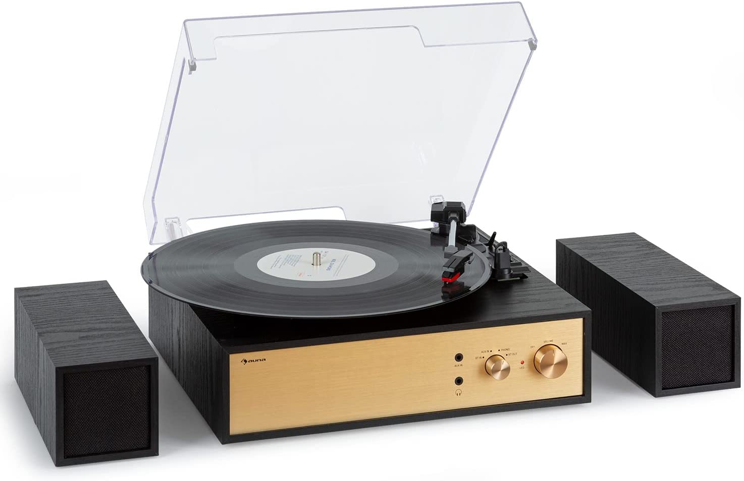 Giradischi vintage Auna legno con casse esterne stereo