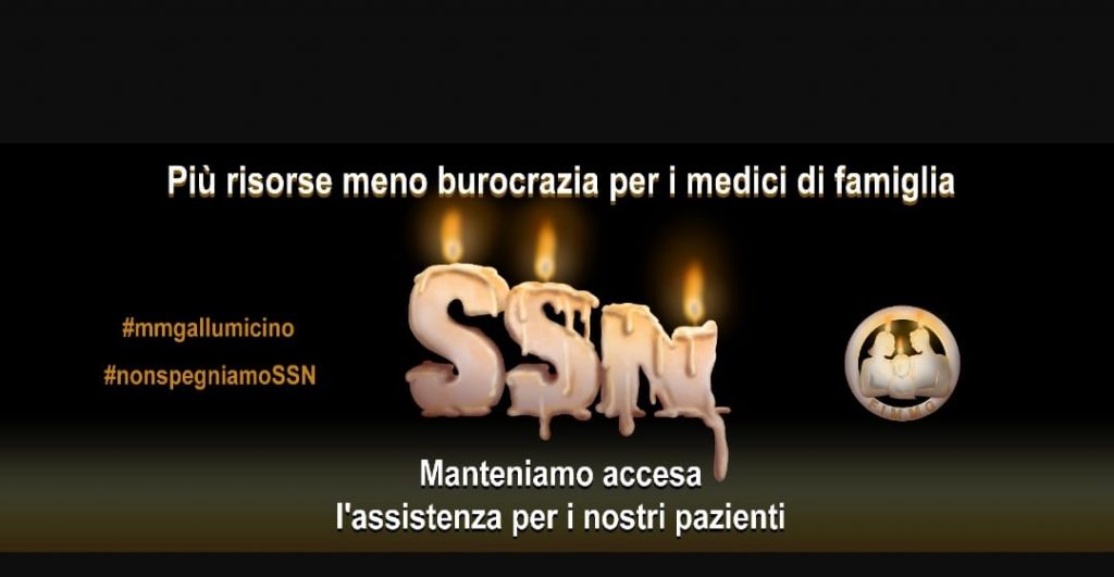 Il logo della protesta che domani vederà gli ambulatori dei medici spegnere la luce e lavorare a lume di candela per qualche minuto