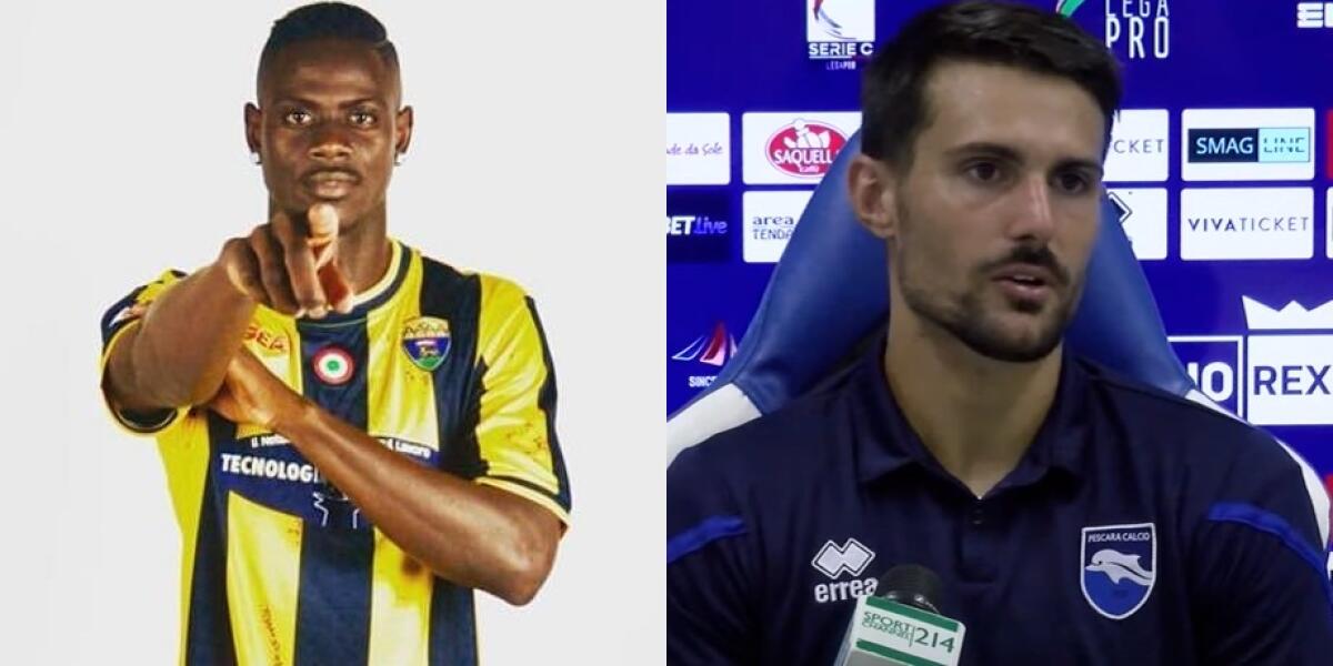 Foggia, un altro colpo in attacco dopo Beretta? Le idee - Immagine in evidenza: Mamadou Tounkara (a sx - crediti: pagina ufficiale Facebook del calciatore) e Facundo Lescano (a dx - crediti: canale ufficiale YouTube Pescara Calcio, frame da video)