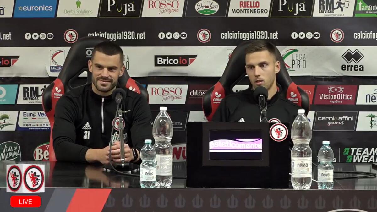 Foggia, i convocati per la V. Francavilla: Gallo ne chiama 23 - Immagine in evidenza: Christian Rutjens e Ivan Kontek - crediti foto: pagina ufficiale Facebook Calcio Foggia 1920 (frame da video)