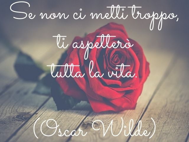 Se non ci metti troppo, ti aspetterò tutta la vita.(Oscar Wilde)