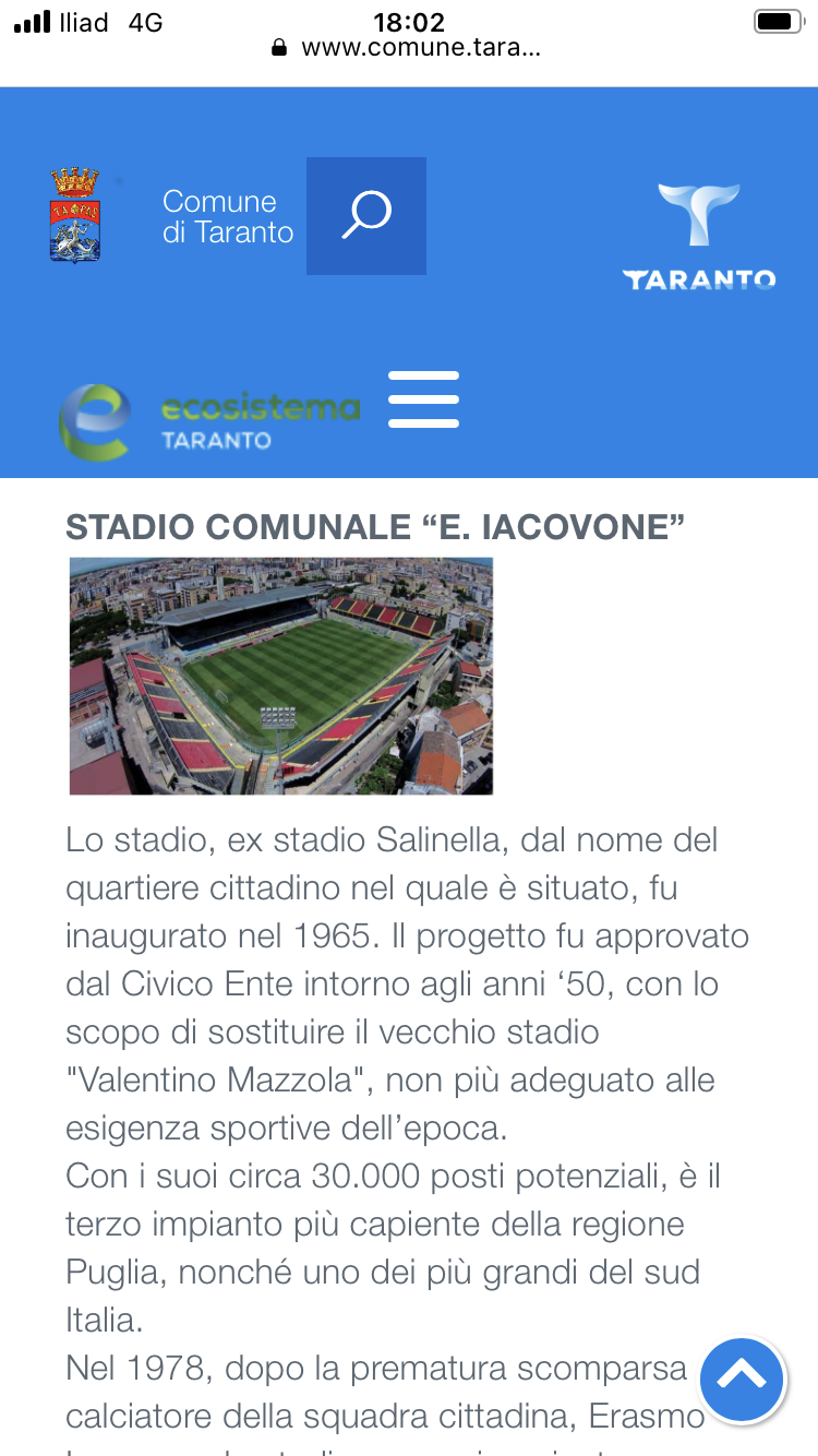 Il sito del Comune di Taranto