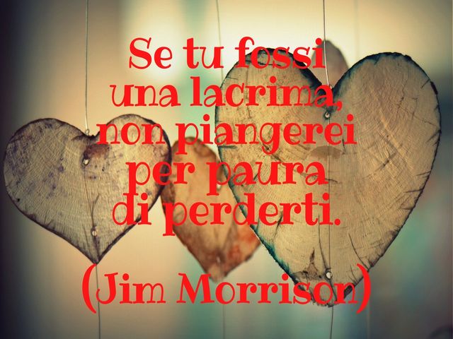 Se tu fossi una lacrima, io non piangerei per paura di perderti.(Jim Morrison)