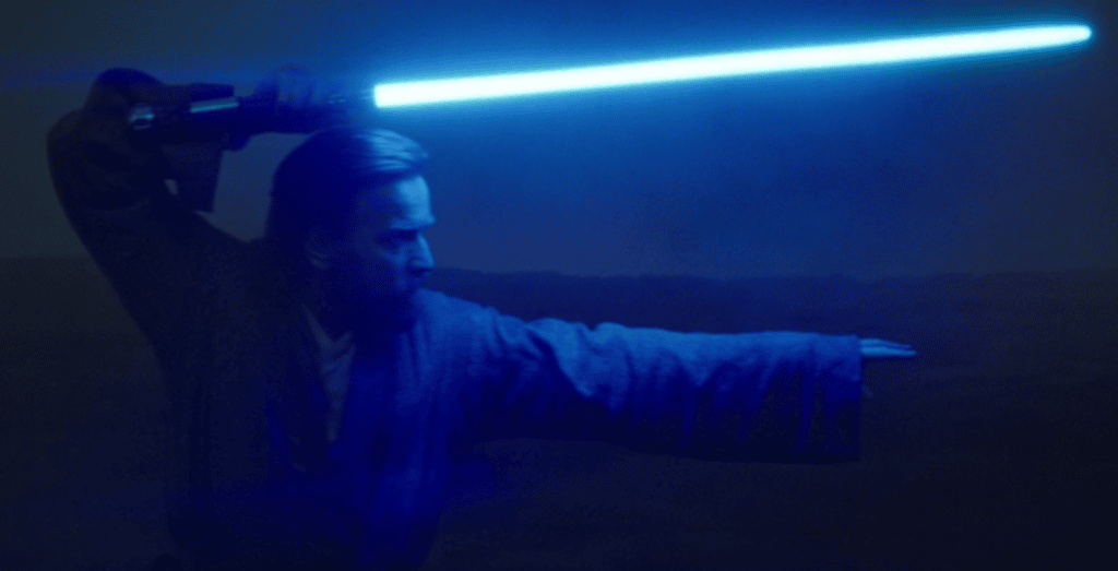 Obi-Wan Kenobi nella sua posa da combattimento