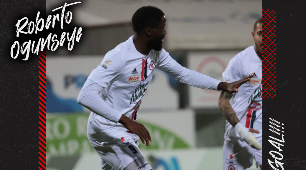 Ogunseye, zampata da tre punti: il Foggia espugna il "Degli Ulivi" - Immagine in evidenza: l'autore del gol dello 0-1 rossonero, Roberto Ogunseye, in Fidelis Andria-Foggia (Serie C - girone C 22/23) - crediti foto: pagina ufficiale Facebook Calcio Foggia 1920