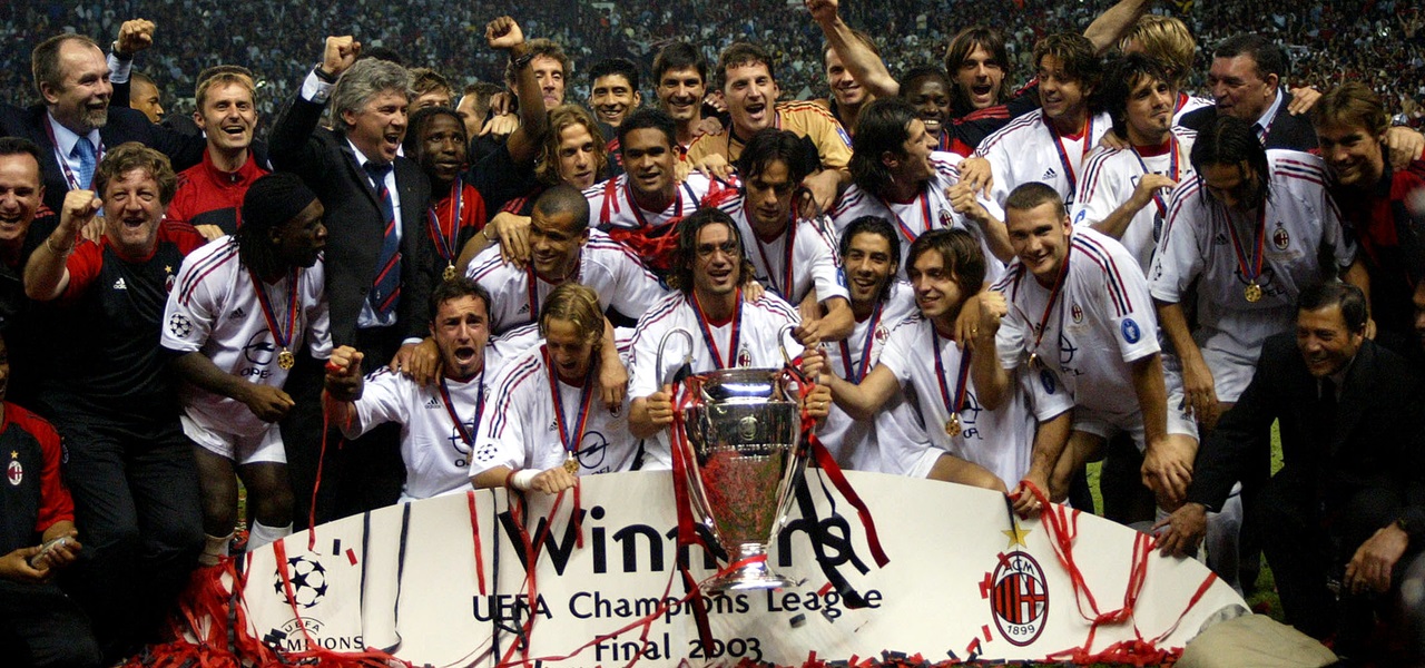 La finale di Champions League della stagione 2002-2003, vinta dal Milan ad Old Trafford di Manchester, 28 maggio 2003. Crediti: acmilan.com