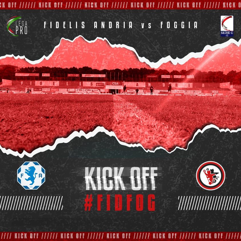 Immagine in evidenza: calcio d'inizio di Fidelis Andria-Foggia (Serie C - girone C 22/23) - crediti foto: pagina ufficiale Facebook Calcio Foggia 1920