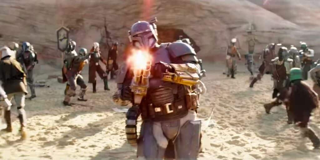 Paz Vizsla e gli altri mandaloriani ad inizio puntata