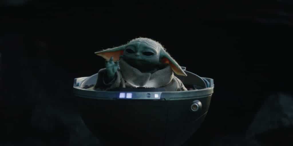 Grogu usa il Force Push sulla creatura