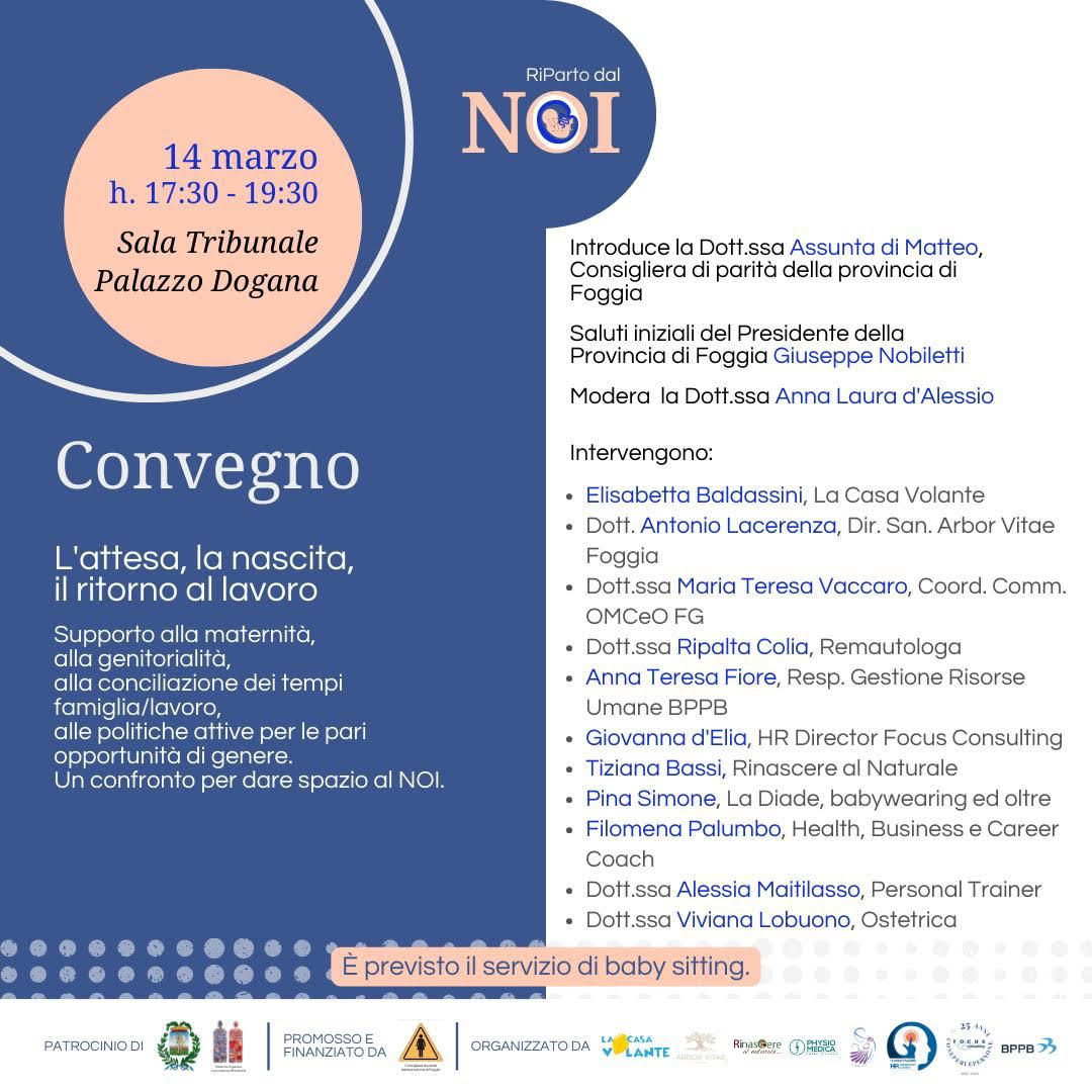 “Riparto dal Noi”, a Foggia rete di eventi e conoscenze a supporto della maternità