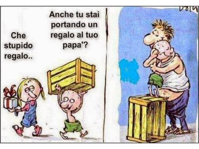 Anche tu stai portando un regalo al tuo papà? Che stupido regalo...