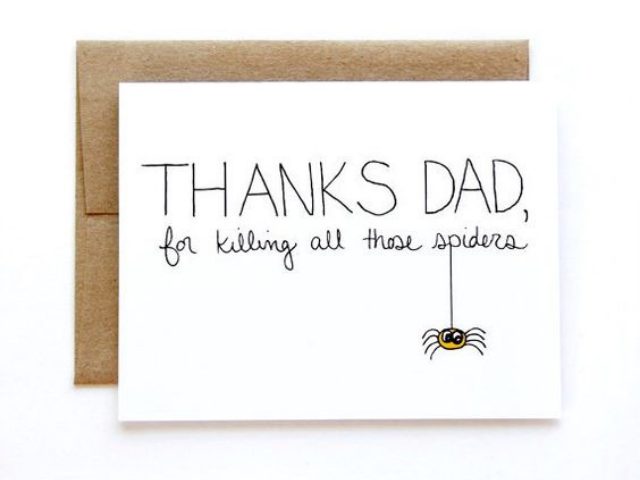 Thanks dad, for killing all that spiders (Grazie papà, per uccidere tutti quei ragni)