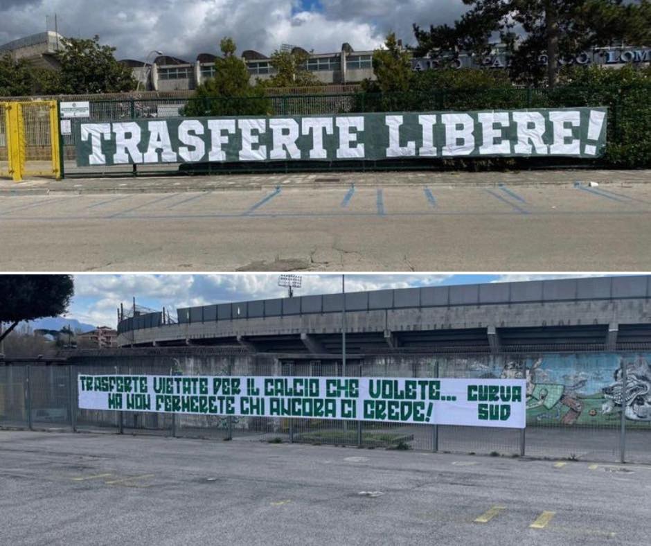 Immagine in evidenza: gli striscioni dei tifosi biancoverdi - crediti foto: pagina Facebook Y Avellino