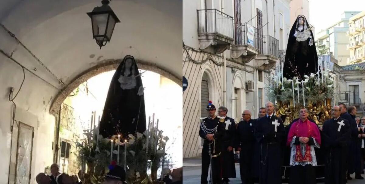Processione dei misteri a Foggia: la Madonna addolorata incontra il figlio - 