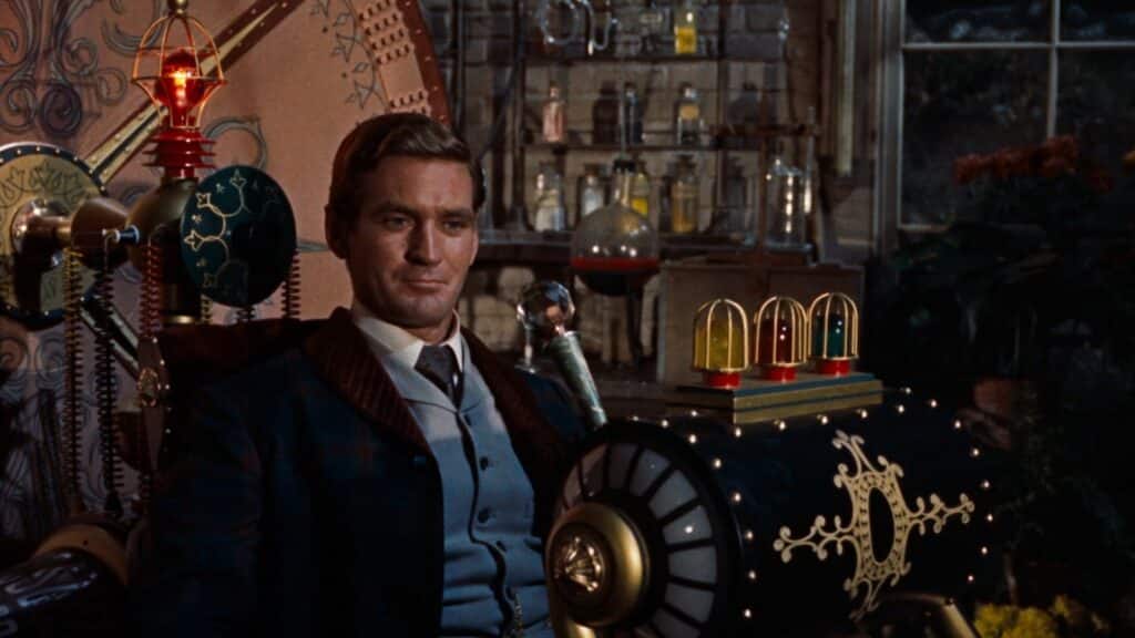 Fermoimmagine tratto da "L'uomo che visse nel futuro", adattamento cinematografico del 1960 del romanzo "La macchina del tempo" di H.G. Wells.