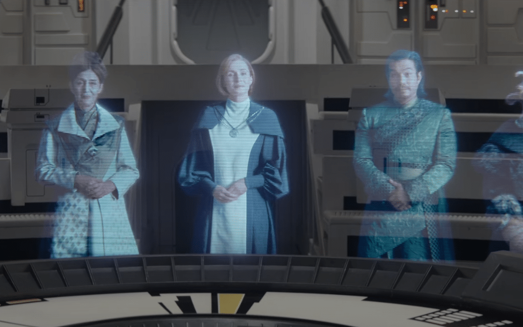 Mon Mothma e alcuni senatori della Nuova Repubblica