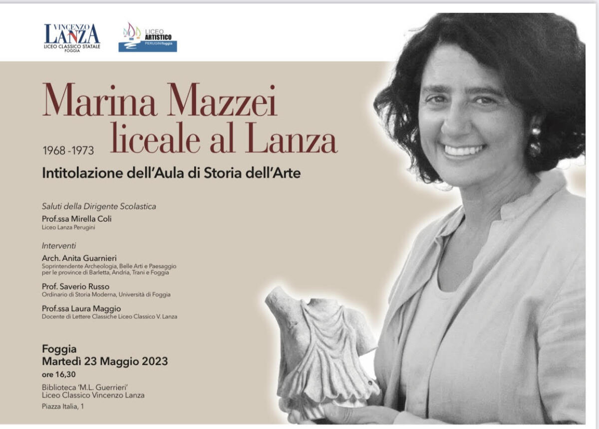Marina Mazzei, a lei il Lanza di Foggia dedica l’aula di Storia dell’Arte - 