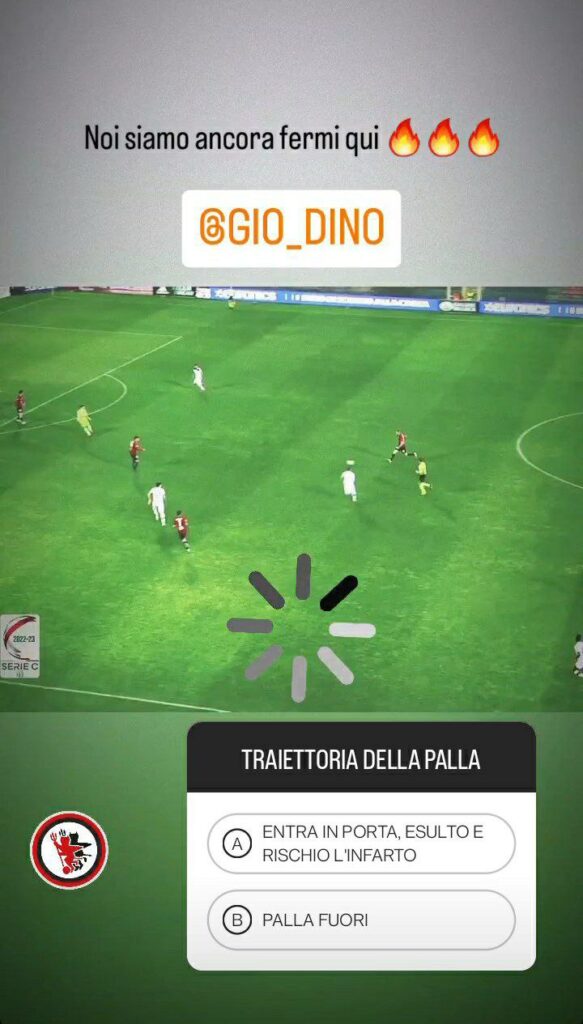 Immagine in evidenza: l'Instagram Story del Foggia dedicata al gol di Di Noia - crediti foto: dalle Instagram Stories del Calcio Foggia 1920
