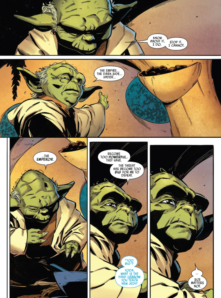Tavola dal settimo numero di Star Wars: Yoda