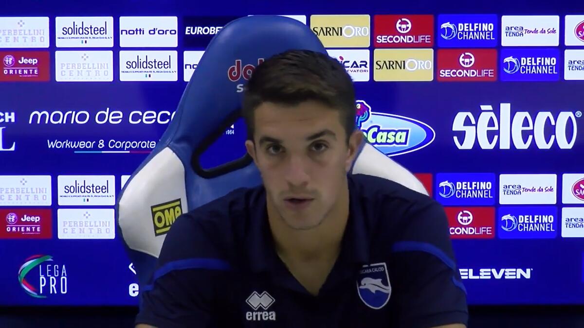 Calciomercato Foggia, nuova idea Kolaj: ecco chi è - Immagine in evidenza: Aristidi Kolaj - crediti foto: canale ufficiale YouTube Pescara Calcio Official Web TV (frame da video)