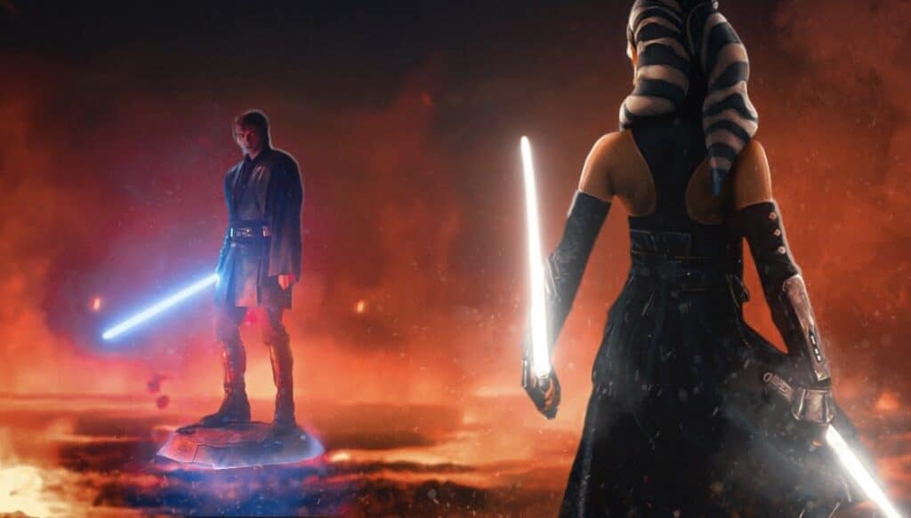 Anakin e Ahsoka su Mustafar in una fan art