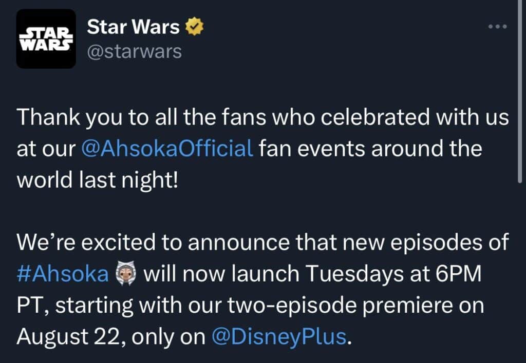 Il tweet dell'annuncio