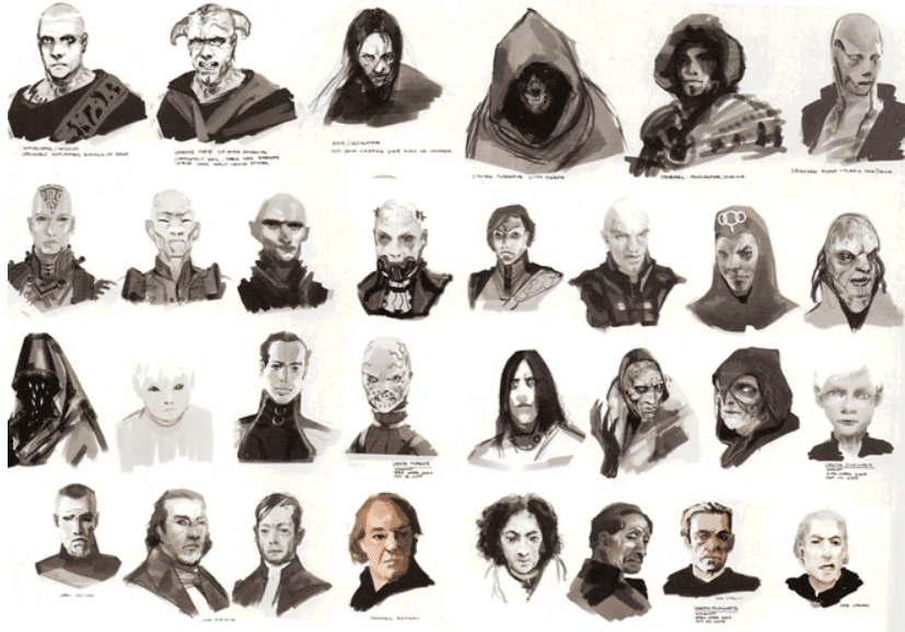 I concept art di Plagueis, in cui figura anche Micahel Gambon