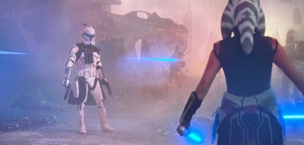 Ahsoka e Rex durante l'Assedio di Mandalore