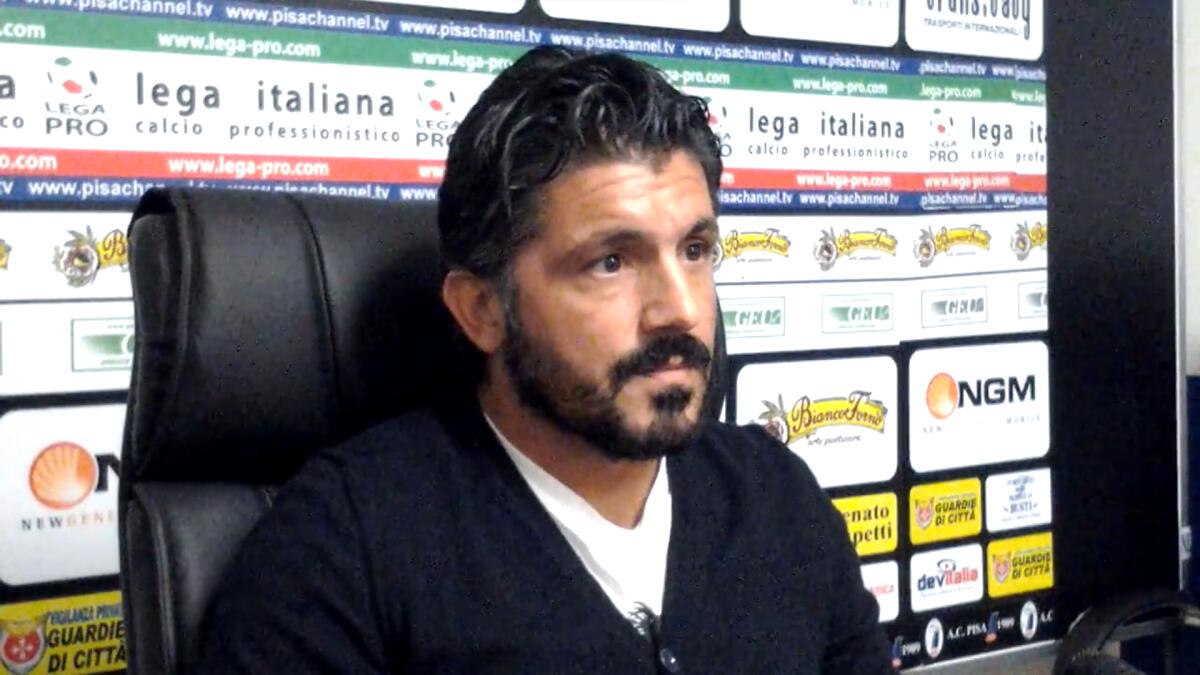 Gattuso: "Episodio con De Zerbi? Fa parte del passato" - Immagine in evidenza: Gennaro Gattuso ai tempi del Pisa - crediti foto: pagina ufficiale Facebook Pisa Sporting Club (frame da video)