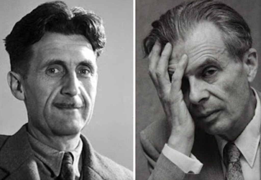 Da destra a sinistra: Aldous Huxley e George Orwell, rispettivamente "maestro" e "apprendista".
