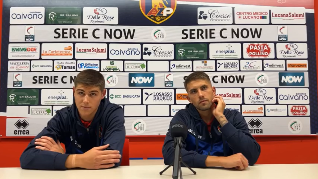 Immagine in evidenza: Antonio De Cristofaro ed Andrea Santarcangelo - crediti foto: pagina ufficiale Facebook AZ Picerno (frame da video)