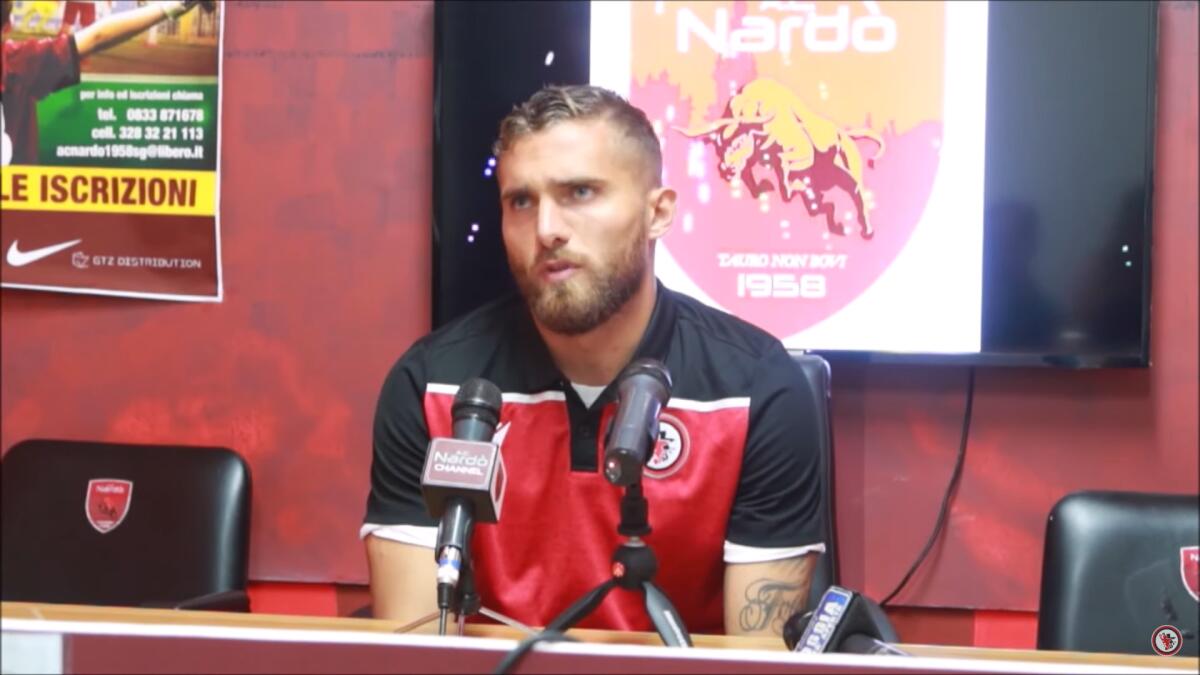 Chi sono gli ex di Foggia-Latina? - Immagine in evidenza: Andrea Cittadino ai tempi del Foggia - crediti foto: canale ufficiale YouTube Calcio Foggia 1920 (frame da video)