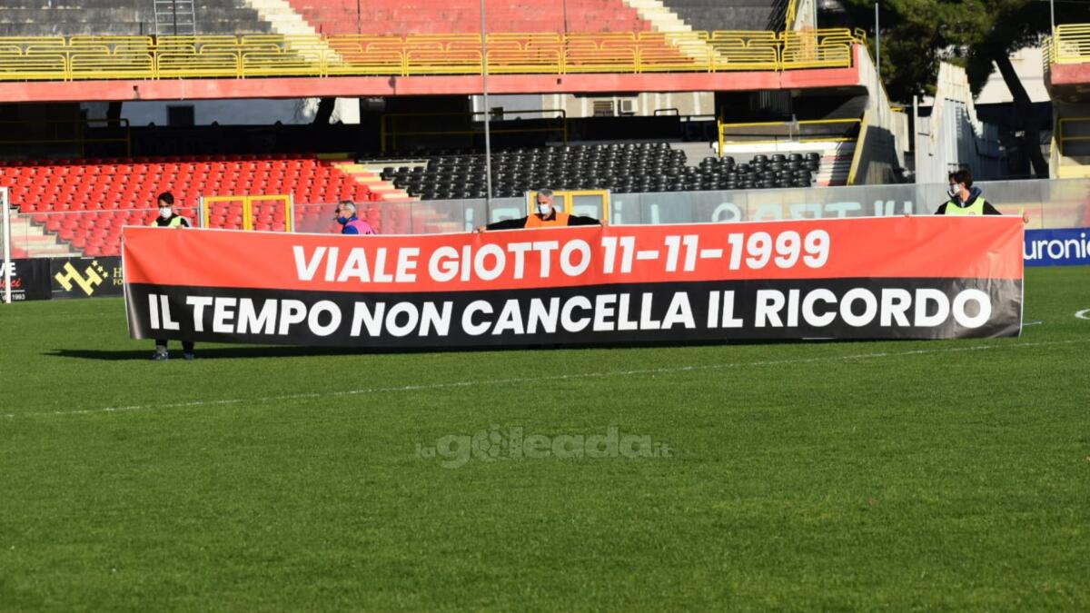 24 anni da Viale Giotto: Foggia non dimenticherà mai - Immagine in evidenza: l'omaggio alle vittime di Viale Giotto prima di Foggia-Turris 2-2 (Serie C - girone C 2020/21) - crediti: foto di Luigia Spinelli (RIPRODUZIONE VIETATA)