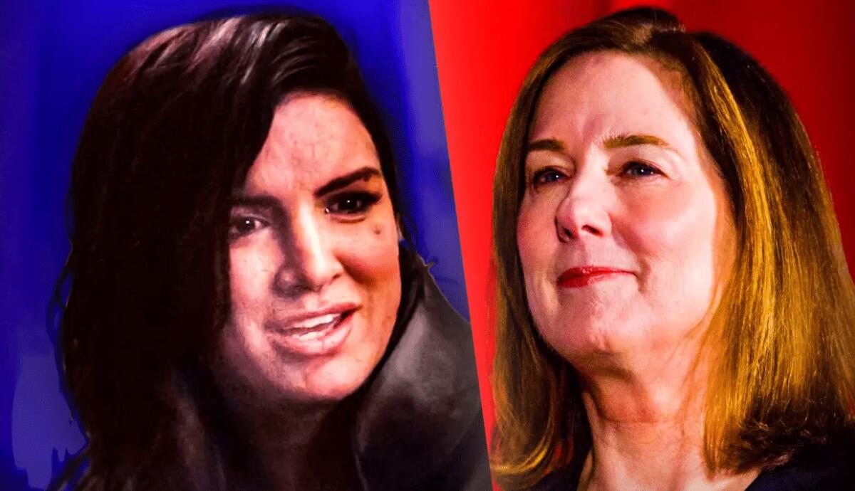 Gina Carano si scaglia a ruota libera contro Kathleen Kennedy: ecco le sue parole - Gina Carano e Kathleen Kennedy. 
Da: the direct
