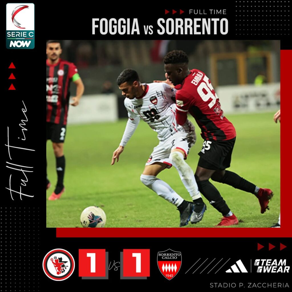 Immagine in evidenza: Foggia-Sorrento 1-1 - crediti foto: pagina ufficiale Facebook Calcio Foggia 1920