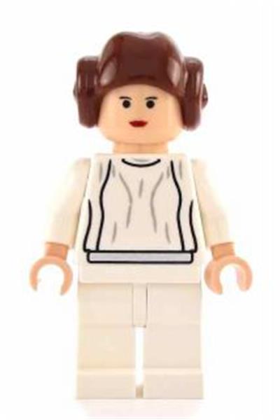 La prima versione della minifigure di Leia con la testa liscia