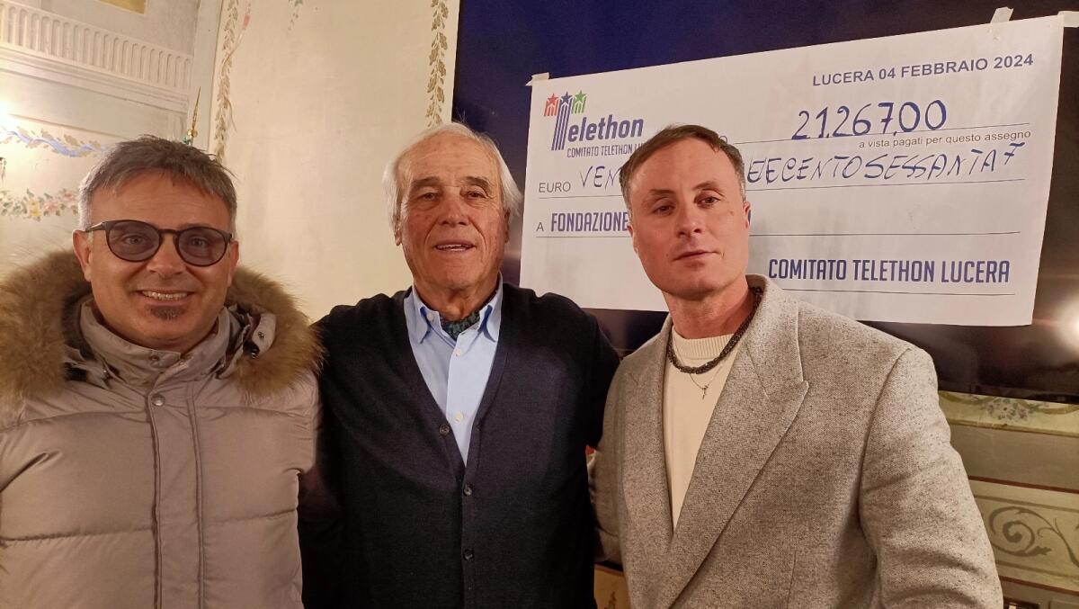 Lucera ha raccolto oltre 21mila euro per Telethon. Nuovo record di Capitanata - Carlo-Ventola-Biagio-Russo-e-Raffaele-Ferrante