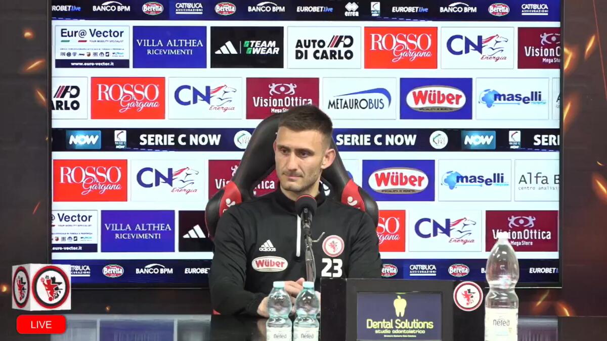 Foggia, Perina: "A Messina per fare la nostra partita" - Immagine in evidenza: Pietro Perina - crediti foto: pagina ufficiale Facebook Calcio Foggia 1920 (frame da video)