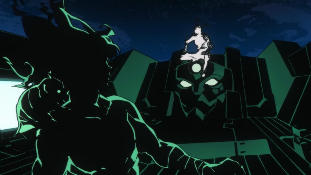 Il Re Spirale incontra Anti-Spiral in un flashback mostrato nel primo film riassuntivo di "Sfondamento dei cieli Gurren Lagann".