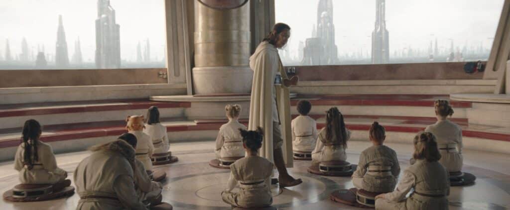 Il Maestro jedi Sol con un gruppo di younglings