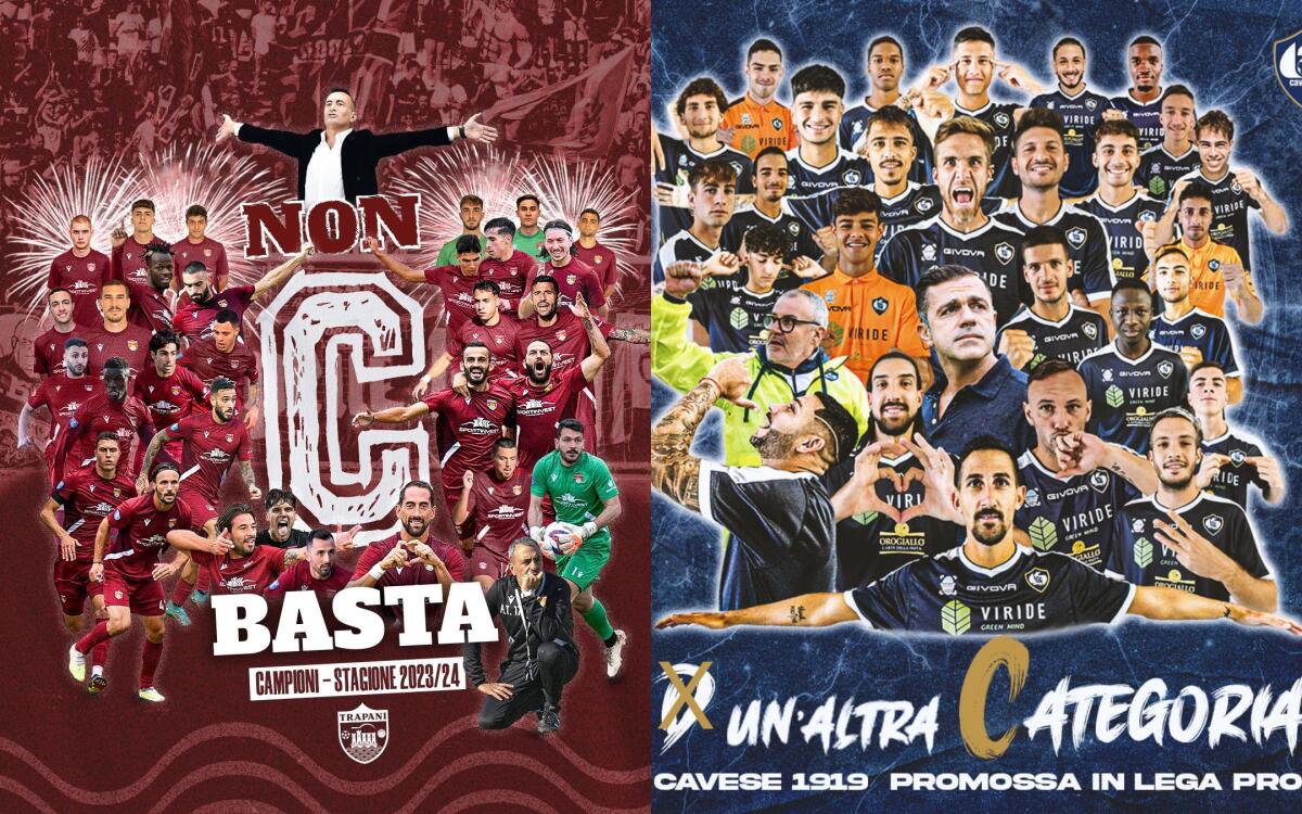 Serie C, il girone C che verrà: ci sono già i primi verdetti - Immagine in evidenza: Trapani e Cavese in Serie C - crediti foto (rispettivamente, per entrambe): pagine ufficiali Facebook delle due società