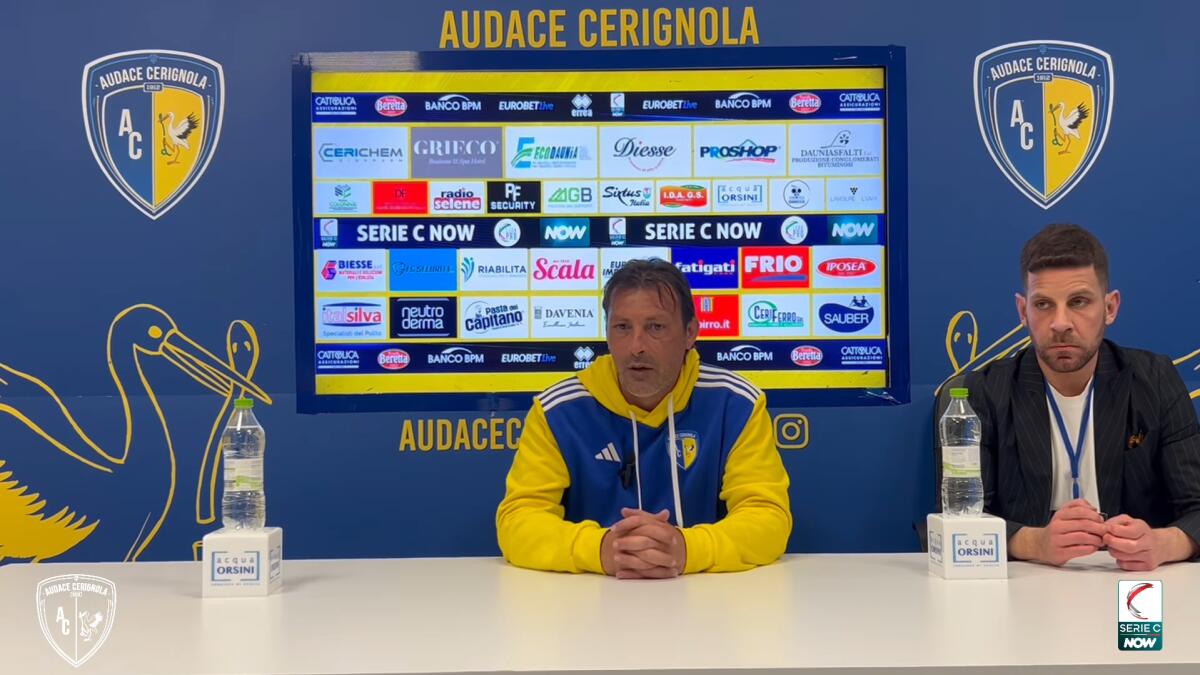 Verso il derby, Cerignola ci crede. Raffaele: "Dobbiamo..." - Immagine in evidenza: mister Giuseppe Raffaele - crediti foto: pagina ufficiale Facebook S.S. Audace Cerignola 1912 (frame da video)