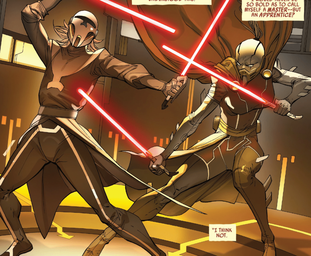 Momin combatte con la sua Maestra, Darth Shaa