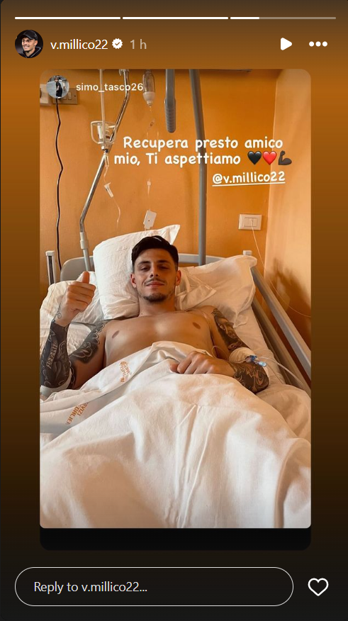 Immagine in evidenza: l'abbraccio di Tascone a Millico - crediti foto: dalle Instagram Stories del profilo ufficiale di Millico