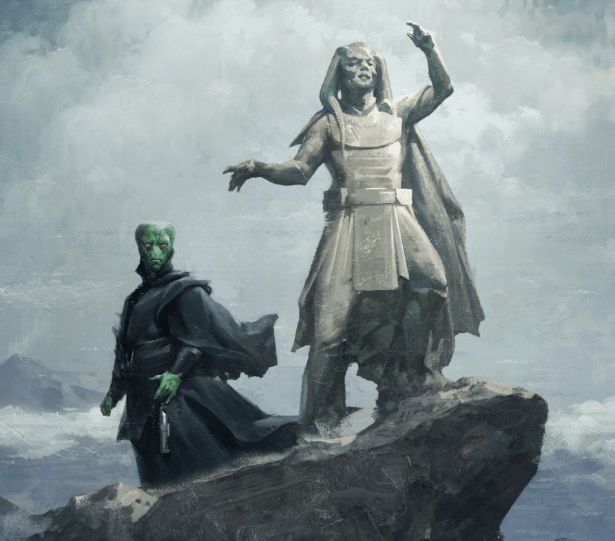 Darth Caldoth e il suo apprendista Ry Nymbis pietrificato