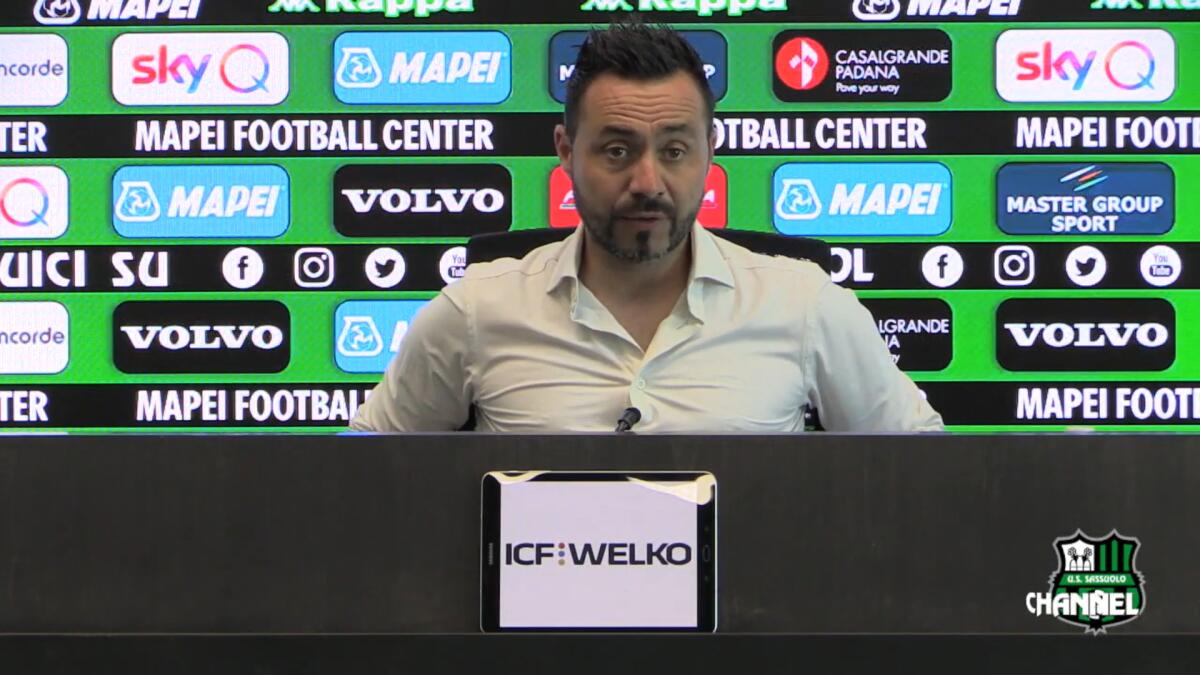 Playoff, De Zerbi: "Ricordo ancora quelli con il Foggia..." - Immagine in evidenza: mister Roberto De Zerbi ai tempi del Sassuolo - crediti foto: canale ufficiale YouTube U.S. Sassuolo Calcio (frame da video)