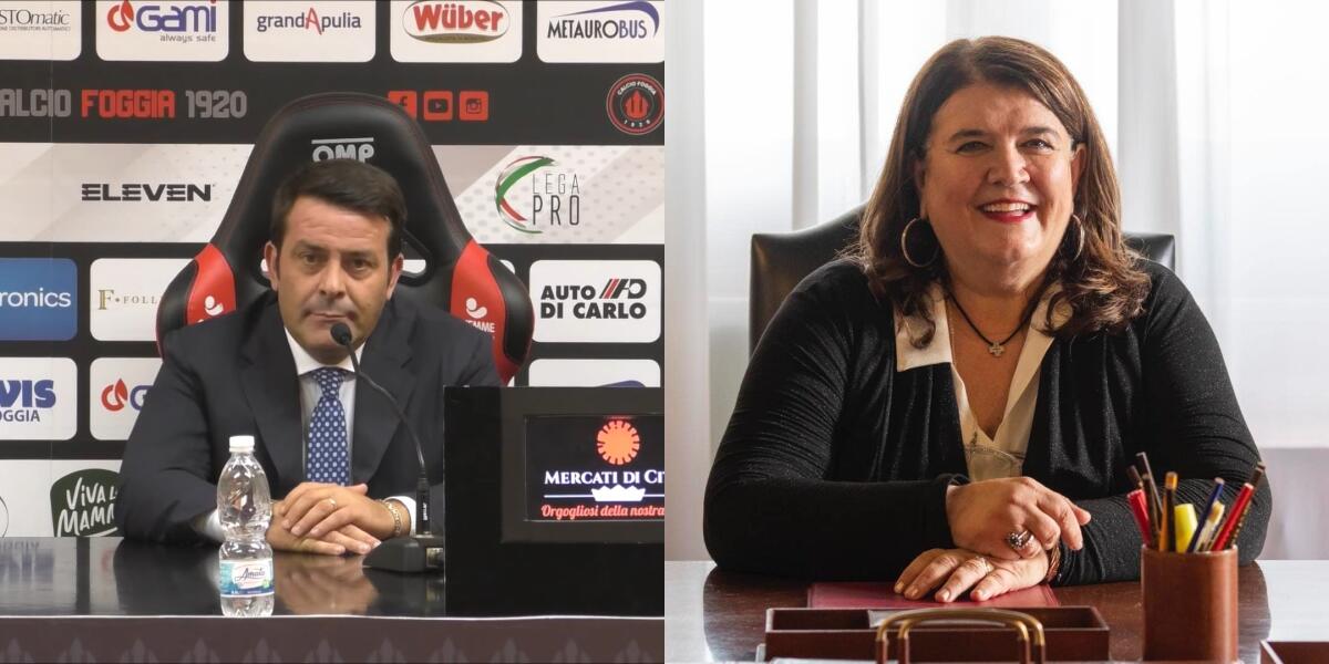 ULTIM'ORA | Futuro Foggia, Episcopo: "Iscrizione? Sono ottimista" - Immagine in evidenza: l'ex patron del Calcio Foggia 1920, Nicola Canonico e la Sindaca di Foggia, Maria Aida Episcopo - crediti foto (rispettivamente): Calcio Foggia 1920 (frame da video) & pagina ufficiale Facebook Episcopo sindaca