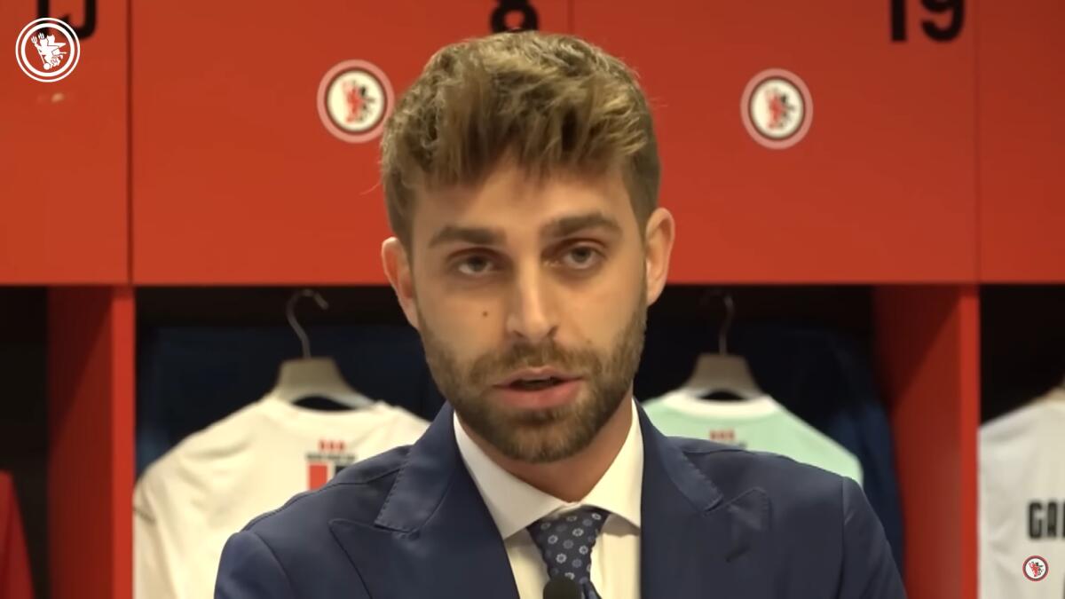 Foggia, E. Canonico: "Quest'anno seguirò più da vicino" - Immagine in evidenza: il vicepresidente del Foggia, Emanuele Canonico - crediti foto: canale ufficiale YouTube Calcio Foggia 1920 (frame da video)